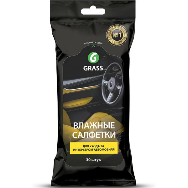 Влажные салфетки GRASS для ухода за интерьером а/м 30шт (IT-0311)