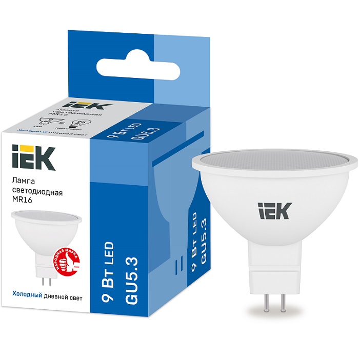 Лампа светодиодная IEK ECO MR16 9W/6500К/GU5.3