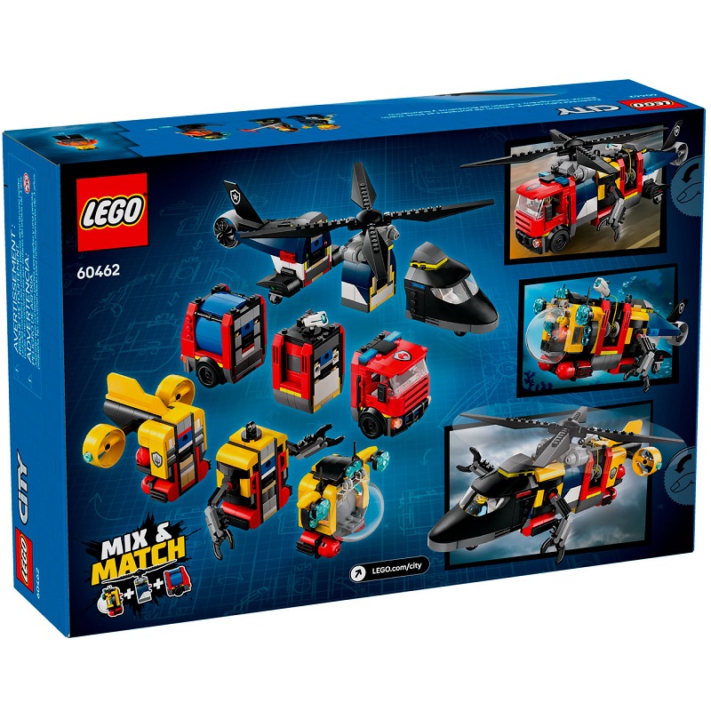 Конструктор LEGO CITY 60462 Вертолет, пожарная машина и подводная лодка