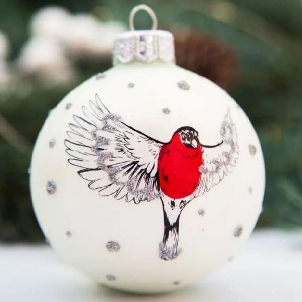 Шар "Веселый снегирь 1", 65мм, в подарочной упаковке КУ-65-224175/1