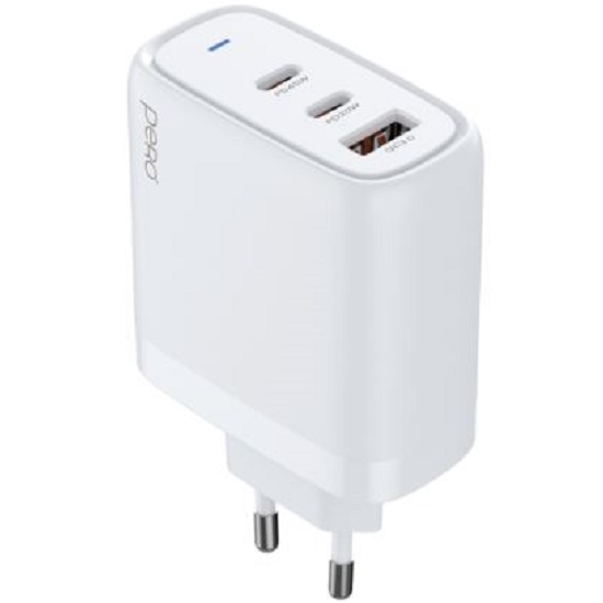 Сетевое ЗУ 1USB/2Type-C PERO TC22, белый, 65W