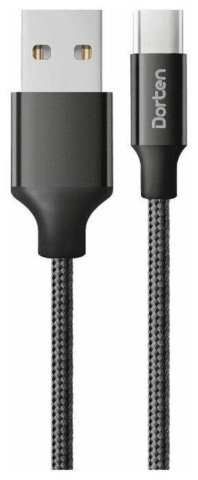 Кабель USB <--> Type-C  1.2м DORTEN DN303302 Metallic Series (black/черный)