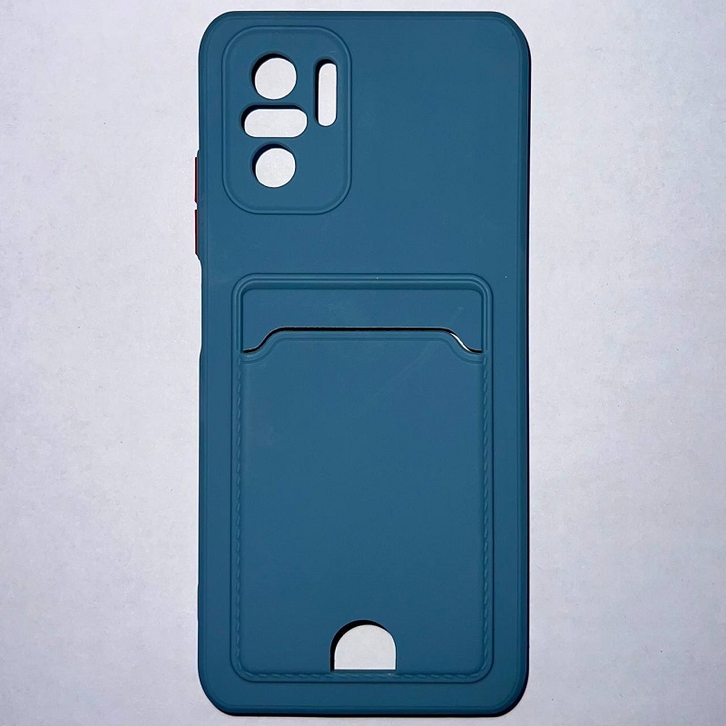 Силиконовый чехол BUTTON для Xiaomi Redmi NOTE 10 (4G) 2021/POCO M5S (2022) серый , с карманом для пластик карт