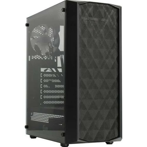 Корпус Powercase Diamond Mesh LED (CMDM-L1), Tempered Glass, 1x 120mm 5-color fan, чёрный, ATX