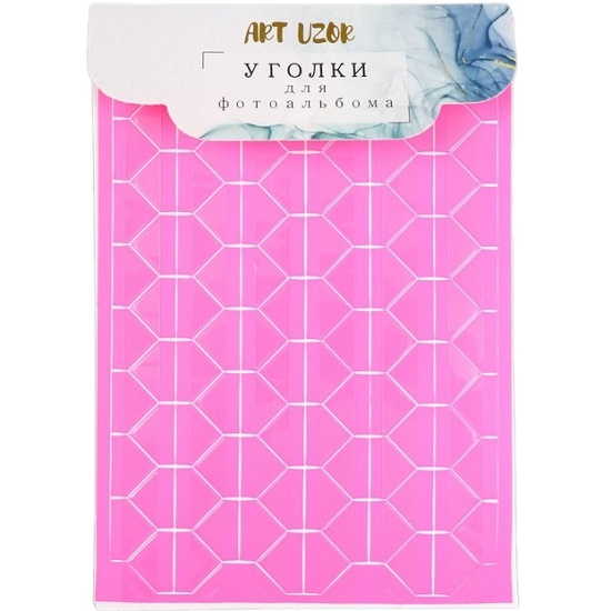 Набор уголков с кармашком для фотографий 102 уголка "Розовый с прозр. плёнкой" 10,3х14,8 см  4886503