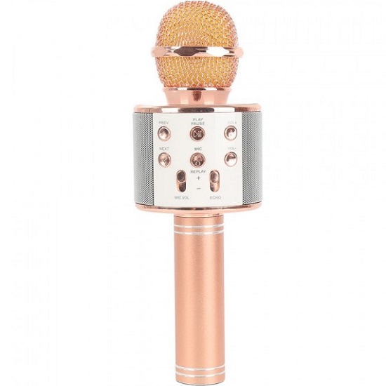 Микрофон БП Караоке WS-858 розовое золото