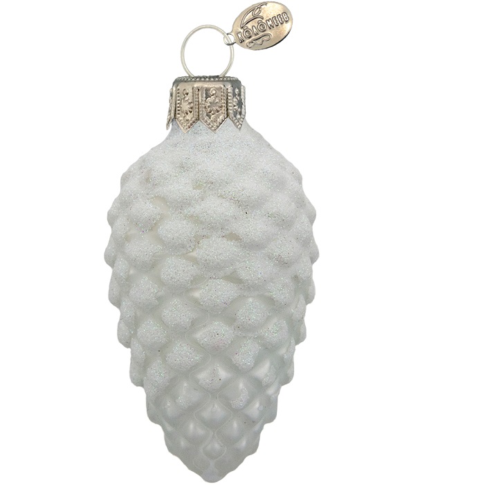 Ёлочное украшение "Шишка в снегу, белая", в подарочной упаковке, h-9 см