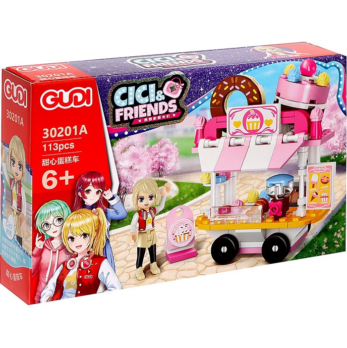 Конструктор GUDI для девочек «Подружки. Магазин на тележке. Десерт», 113 деталей