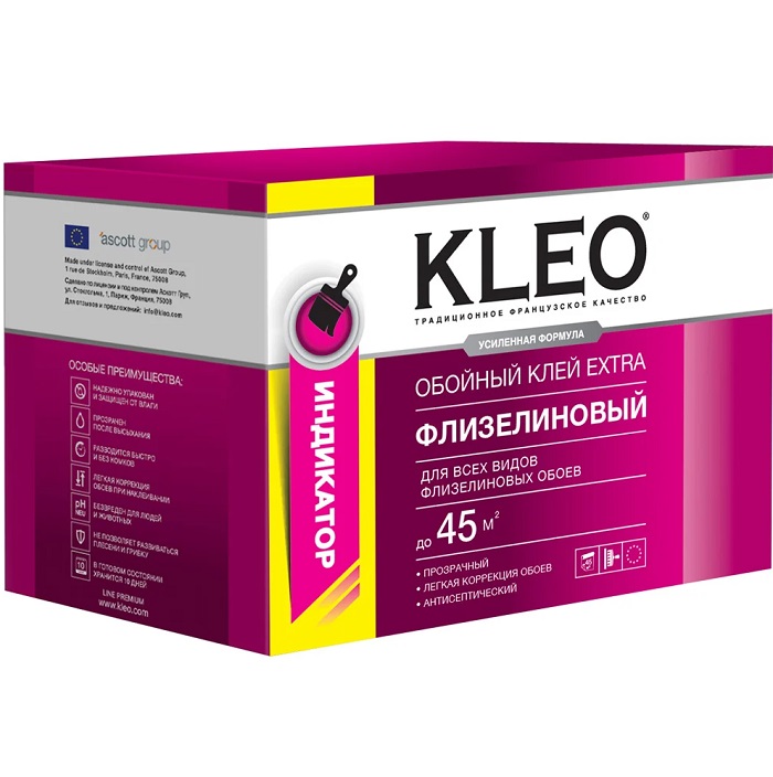 Клей обойный KLEO EXTRA 45 для флизелиновых обоев С ИНДИКАТОРОМ 320 гр