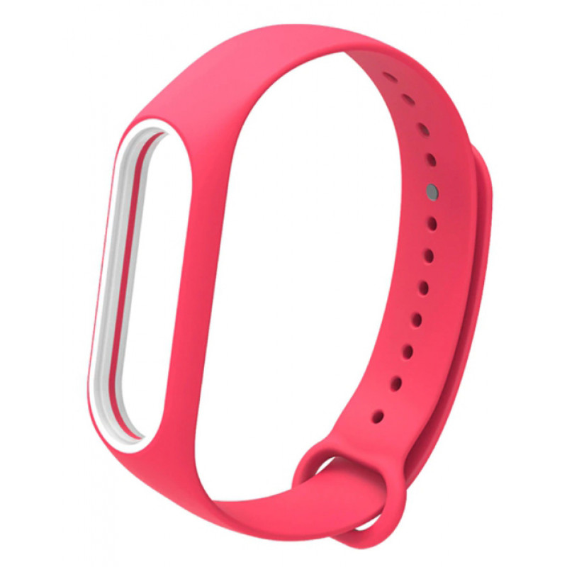 Силиконовый ремешок NONAME для XIAOMI Mi Band 4, Double color, розовый, белая вставка