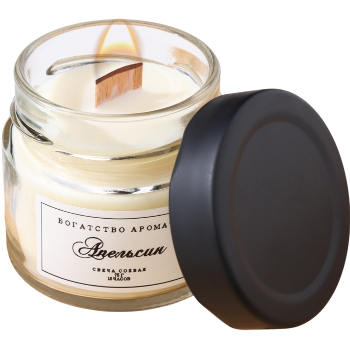 Свеча ароматическая из соевого воска в банке, 75 г, апельсин 10133238