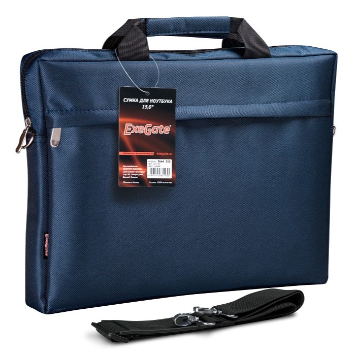 Сумка для ноутбука 15.6" EXEGATE EX205137RUS Start S15 Deep Blue, темно-синяя