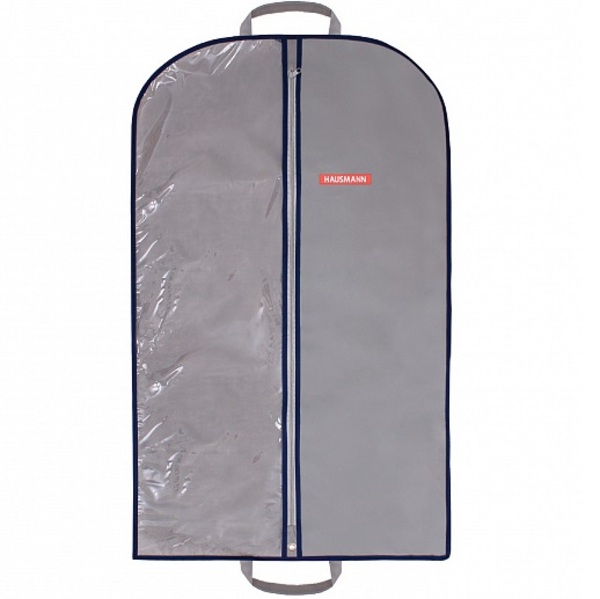 Чехол для одежды HAUSMANN со стенкой из ПВХ и ручками 60*100 , серый (HM-701002GN)