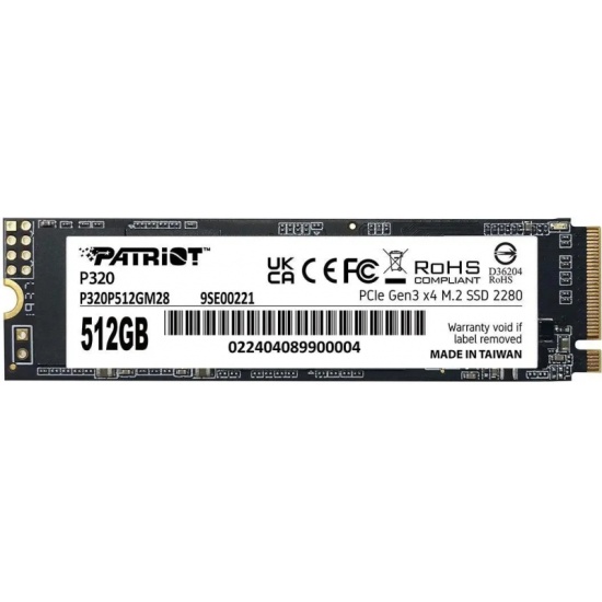 Накопитель SSD M.2 512Gb Patriot P320, PCIe 3.0 x4, NVMe, R/W 3000/2200