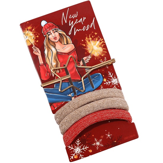 Резинки и заколка для волос "New year mood", d= 3,5 см (набор)