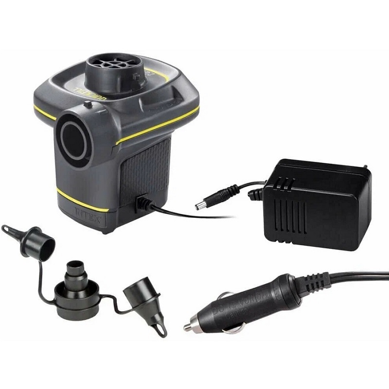 Насос электрический INTEX 66634, 12В/220В "Quick-Fill AC/DC" с адаптером, 480л/м, 3 насадки в комплекте