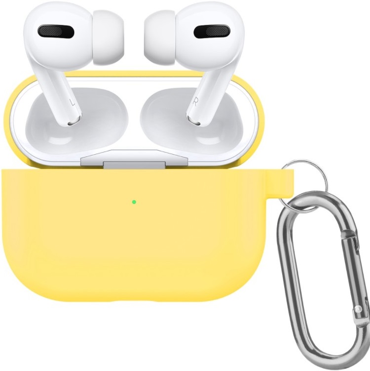 Силиконовый чехол Silicon case для AirPods PRO 2 с карабином 20_жёлтый