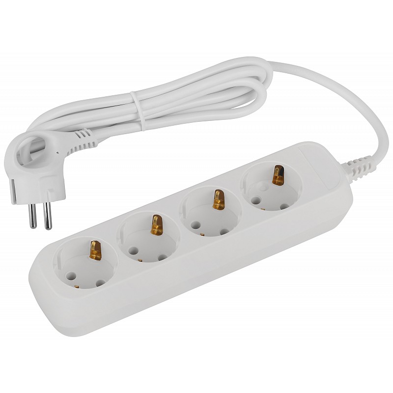 Сетевой удлинитель 1.5м ЭРА Greenline UDL-16-415-E, белый, 4 розетки, с/з ПВС 3x1мм2