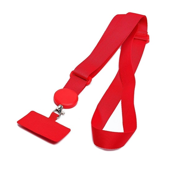 Шнурок текстильный на шею с карабином (плоский широкий) (bordo)