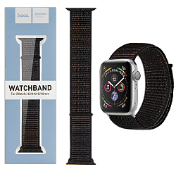 Нейлоновый ремешок HOCO WA02 для APPLE Watch 42/44/45mm Black nylon strap
