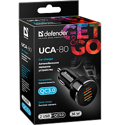 Авто ЗУ 2USB DEFENDER UCA-80 QC3.0, 36W