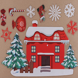 Наклейки на окна "Merry Christmas" елка, снежинки, 2 штуки, 35 х 50 см 10652683