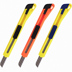 Нож канцелярский  9мм BRAUBERG фиксатор, цветной корпус, ассорти, упаковка с европод. арт.230914