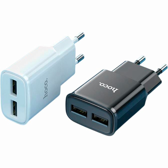 Сетевое ЗУ 2USB 2.4A HOCO C88A Black, microUSB