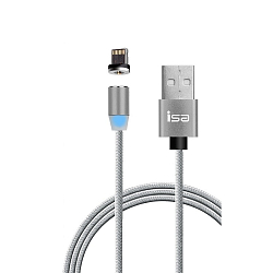 Кабель USB <--> Lightning  1.0м ISA MС-02 магнитный серебро