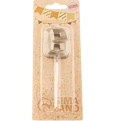 Свеча в торт на шпажке «Алмаз», цифра "6", шампань, 5х2,6 см   9338097