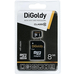 Micro SD  8Gb DiGoldy Class 10 с адаптером SD
