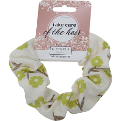 Резинка для волос QF «Орбита», цветы лето, 10 см, зелёно-белая 10691626