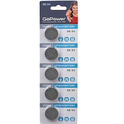 Элемент питания GoPower CR2032 BL-5 (5/100/2000)