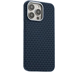 Задняя накладка KEEPHONE KEVILAR PARIS MAGSAFE CARBON CASE для iPhone 16 PRO (BLUE)