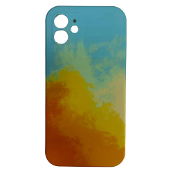 Задняя накладка SOFT Touch для iPhone 12 (6.1) (оранжево-голубой)