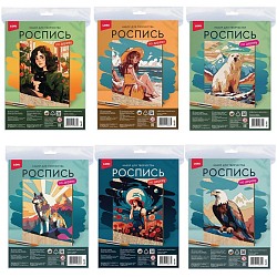 Набор для росписи по дереву АССОРТИ, заготовка 24,5*19 см, краски, кисть, LORI, Фр/м-002