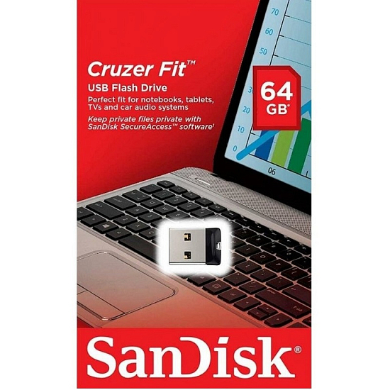 USB 64Gb SanDisk Cruzer Fit чёрный (NEW)