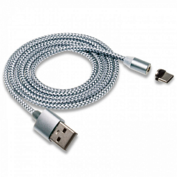 Кабель USB <--> Type-C  1.0м WALKER C590 магнитный, серебряный