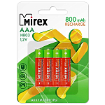 Аккумулятор MIREX R03 800mAh BL-4, Recharge (4/40/200)