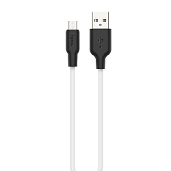 Кабель USB <--> microUSB  2.0м HOCO X21 Plus белый, чёрная вставка