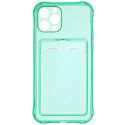 Задняя накладка ZIBELINO Silicone Card Holder Case для iPhone 12 Pro (мятный) защита камеры