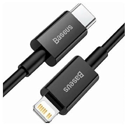 Кабель Lightning <--> Type-C  2.0м BASEUS черный, 20W (CATLYS-C01)