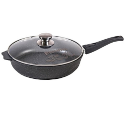 Сковорода 24см МЕЧТА Гранит со съемной ручкой и стеклянной крышкой арт.С024701