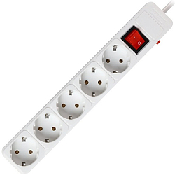 Сетевой фильтр  1.8м SMARTBUY SBSP-5-18-W, белый, 16А, 3500 Вт, 5 гнезд, с з/ш, земля, ПВС 3x1.0 мм²