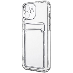 Силиконовый чехол Clear Card для iPhone 12 прозрачный с карманом для пластиковых карт