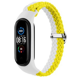 Плетеный ремешок STR для XIAOMI MI Band 3/MI Band 4 двухцветный желто-белый
