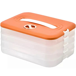 Контейнер для заморозки пельменей, 4 яруса, оранжевый