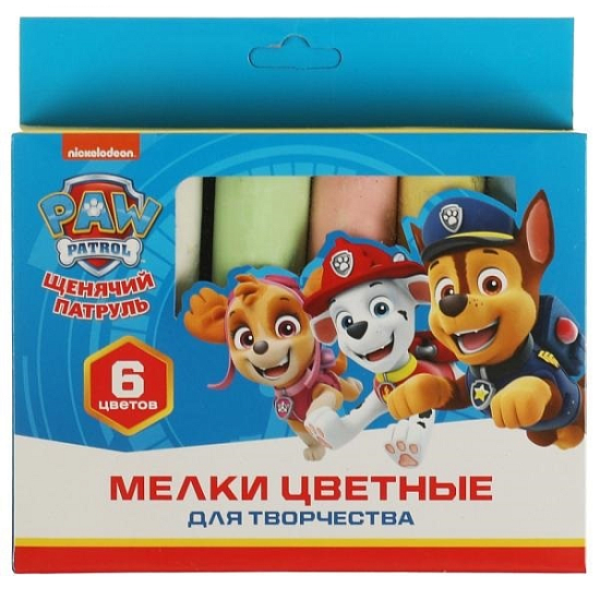 Мелки цветные Щенячий Патруль 6 цв МУЛЬТИ АРТ MEL6-PAWPAT