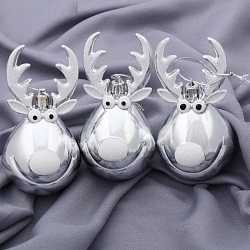 Ёлочное украшение "Весёлый олень" (набор 3 шт) 11х6 см серебро 4196500