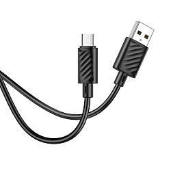 Кабель USB <--> microUSB  1.0м HOCO X88 Gratified, черный (в техпаке)